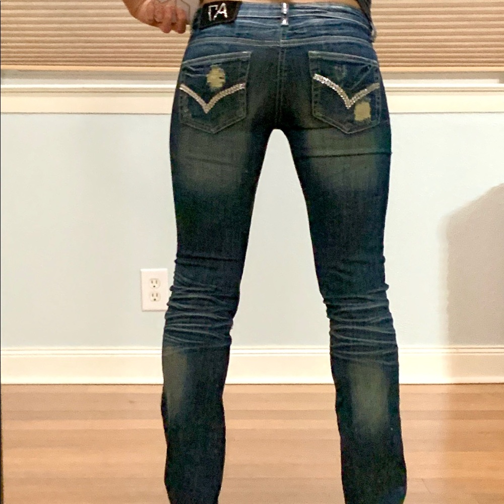 A7 Miami Jeans Rhinestone embellished size 25 - Picture 1 of 7